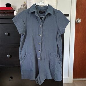 Hatch Blue Button-Down Romper